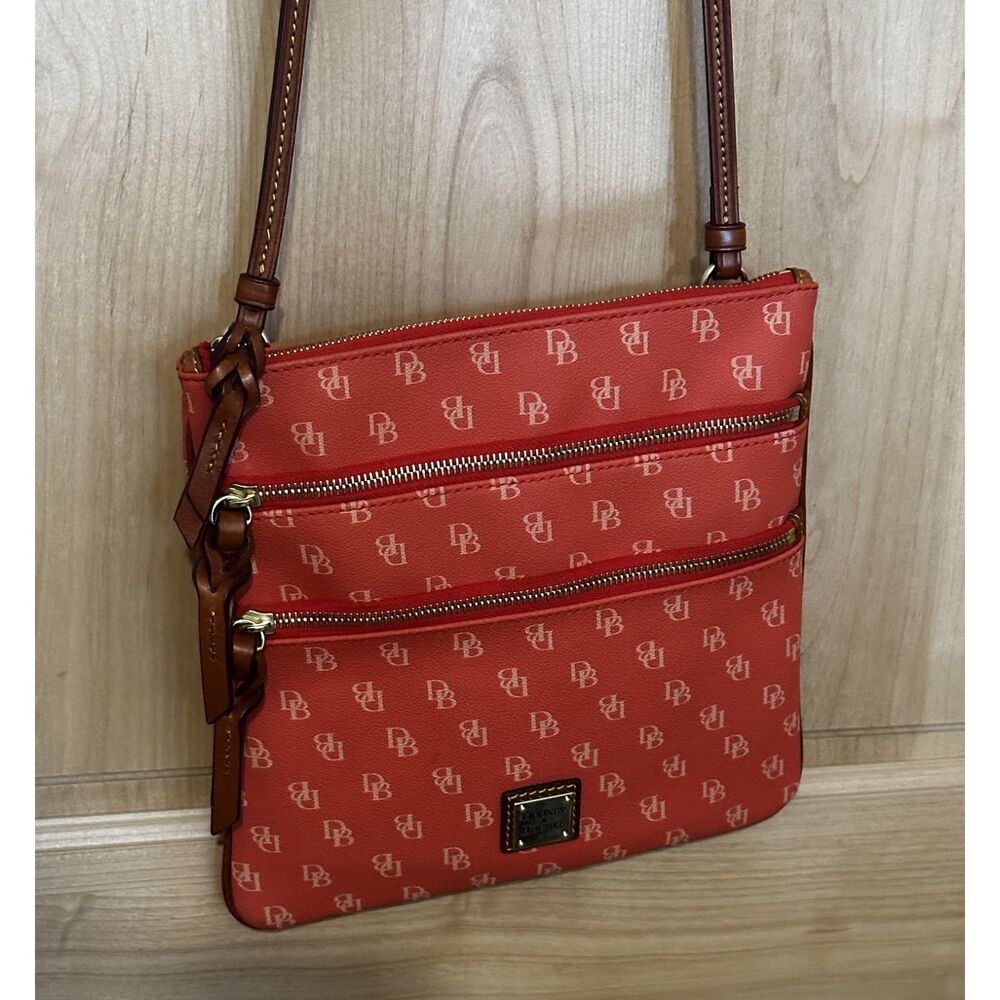 Dooney & Bourke Orange Penrose Triple Zip Crossbody EUC - Picture 2 of 9